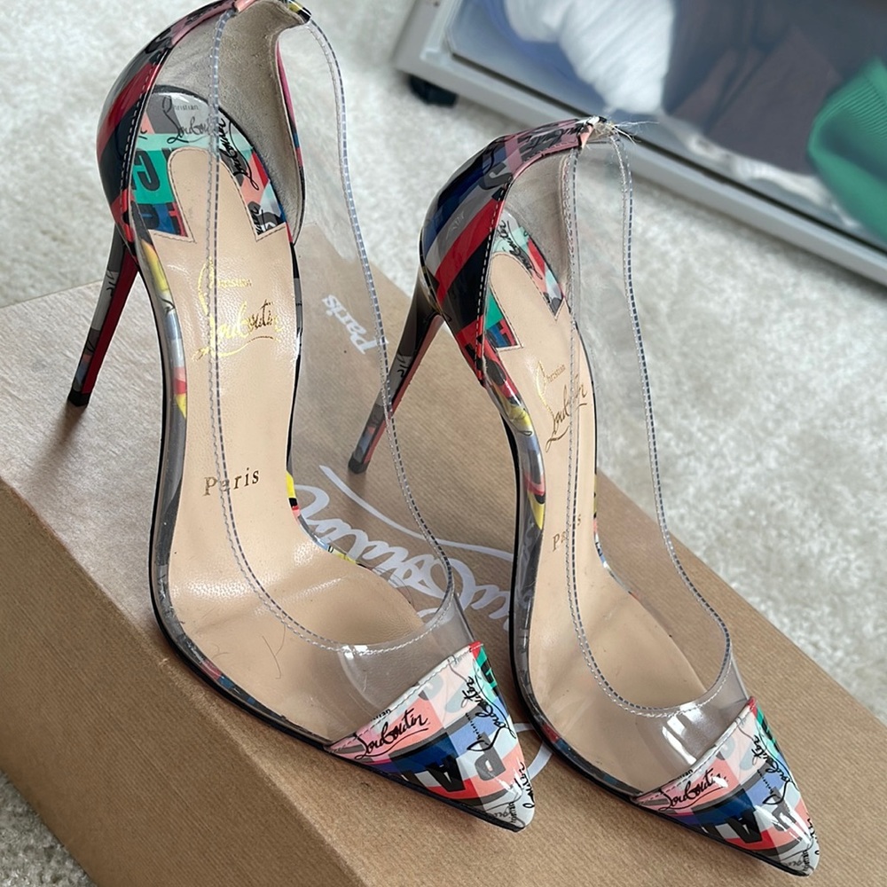 Clear with designs authentic louboutin